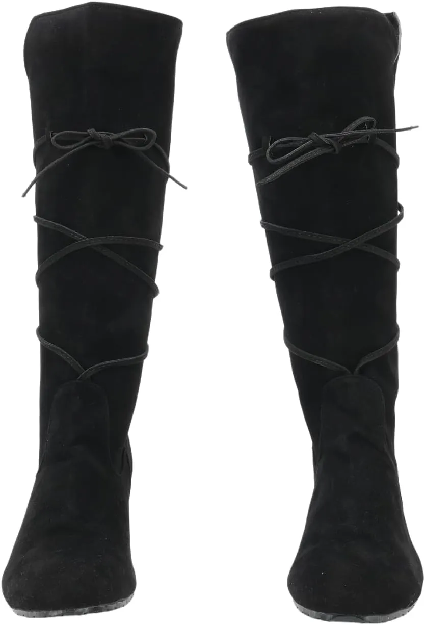 Men's Renaissance Boots Brown Cosplay Halloween Viking Pirate Steampunk Riding Long Boots