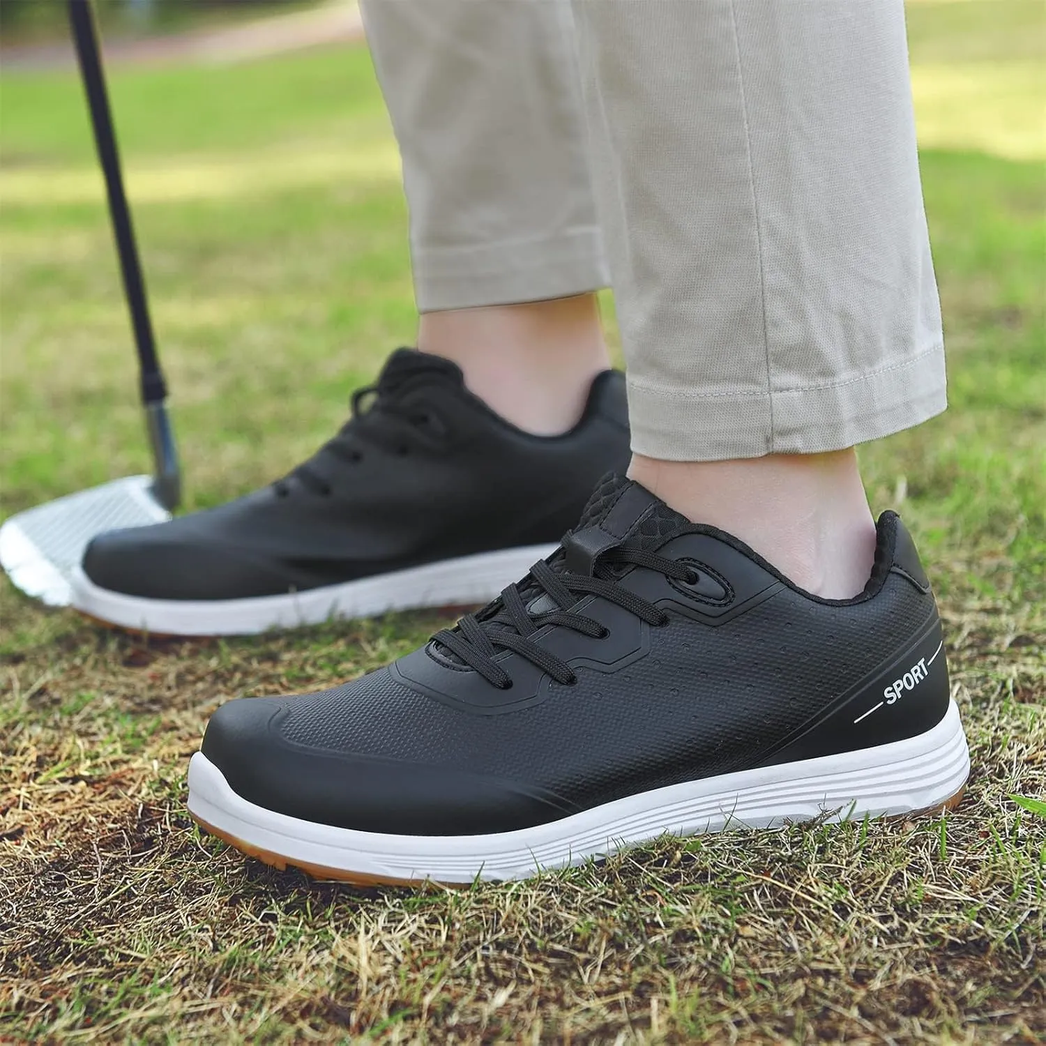 Mens Walking Golfers Sneakers Lightweight Breathable Athletic Shoes Comfort Non Slip Golf Shoes for Men