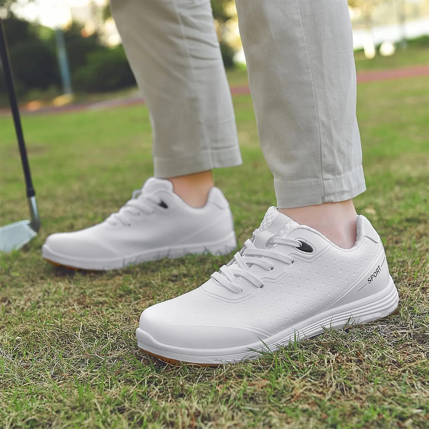 Mens Walking Golfers Sneakers Lightweight Breathable Athletic Shoes Comfort Non Slip Golf Shoes for Men