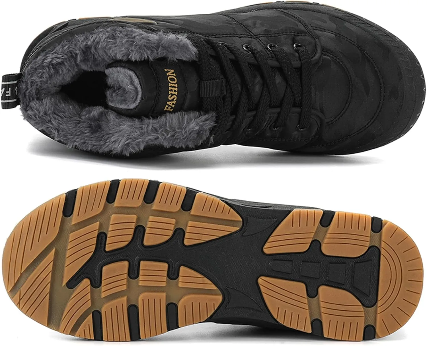 Mens Winter Trekking Snow Boots: Warm Fur Lined - Waterproof Non Slip Hiking Boot