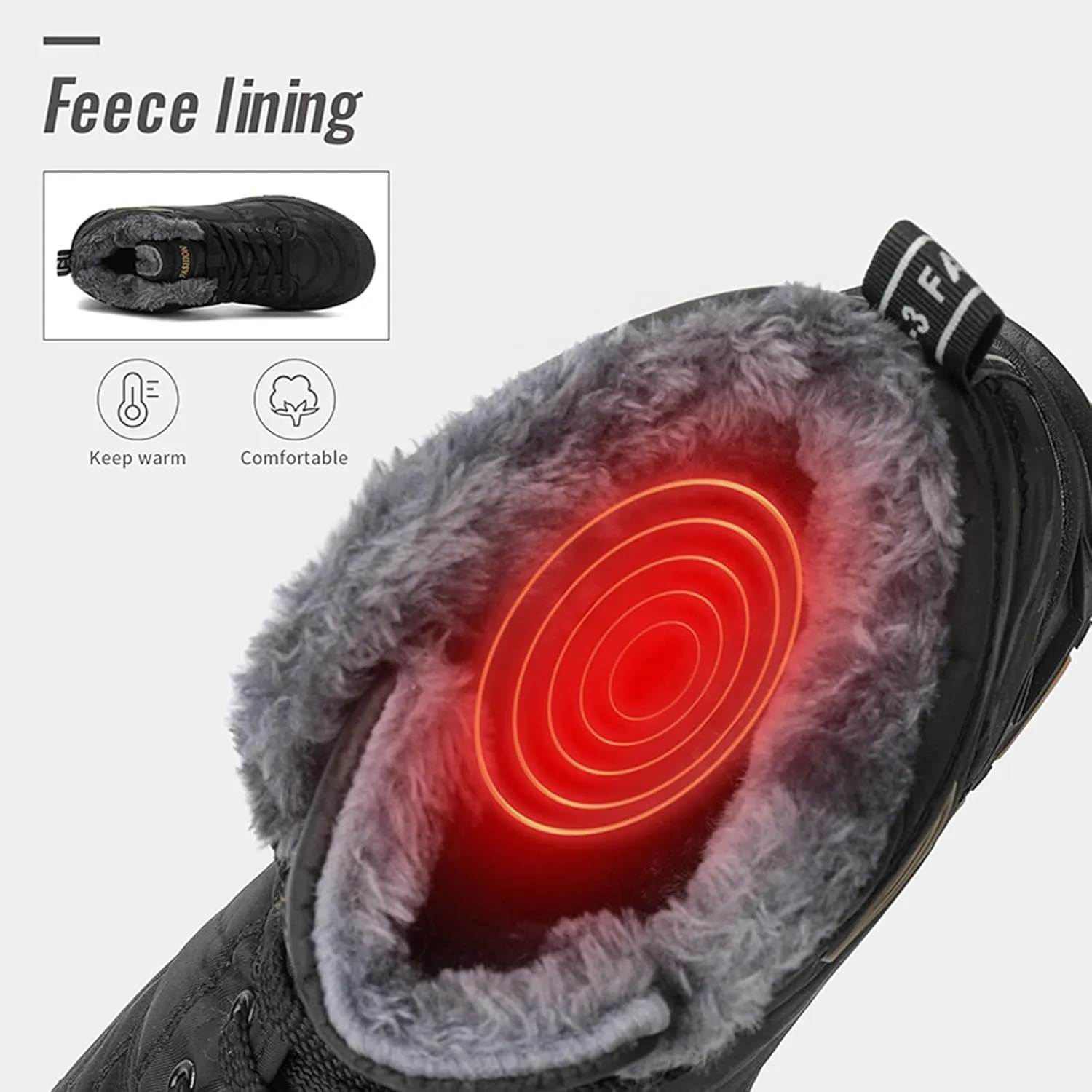 Mens Winter Trekking Snow Boots: Warm Fur Lined - Waterproof Non Slip Hiking Boot