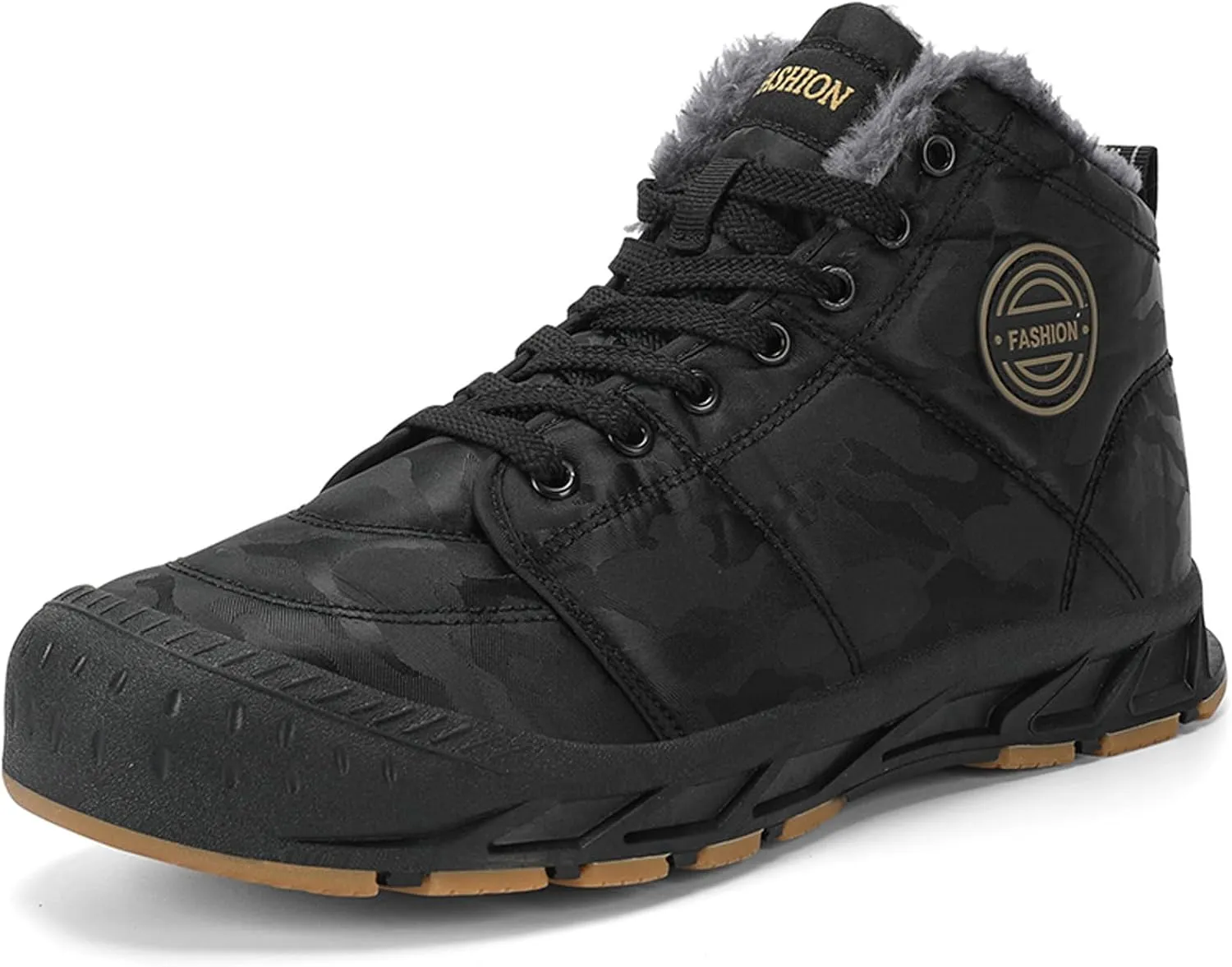 Mens Winter Trekking Snow Boots: Warm Fur Lined - Waterproof Non Slip Hiking Boot