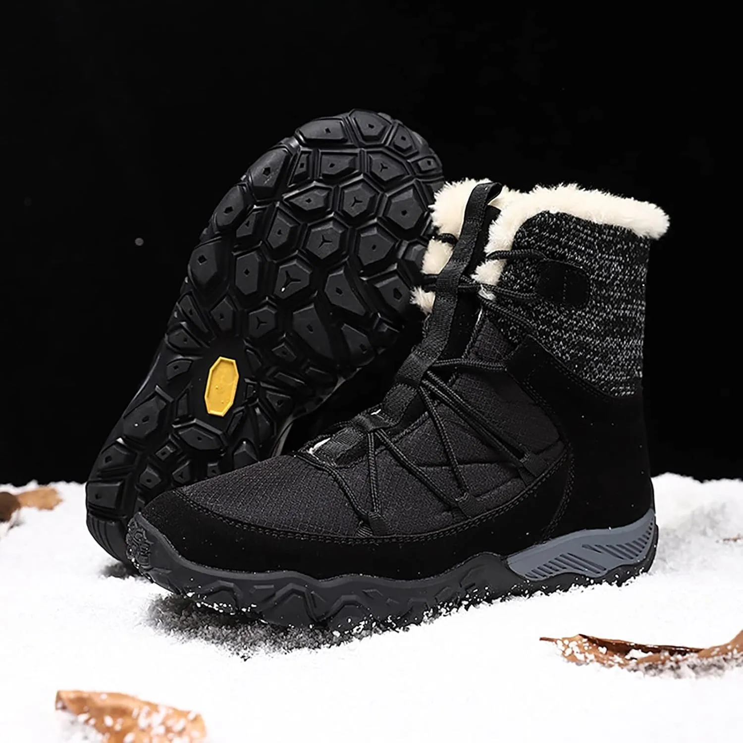 Mens Winter Trekking Snow Boots Water Resistant Shoes Anti-Slip Fully Fur Lined Casual Lightweight Hiking Boot Sport Shoes