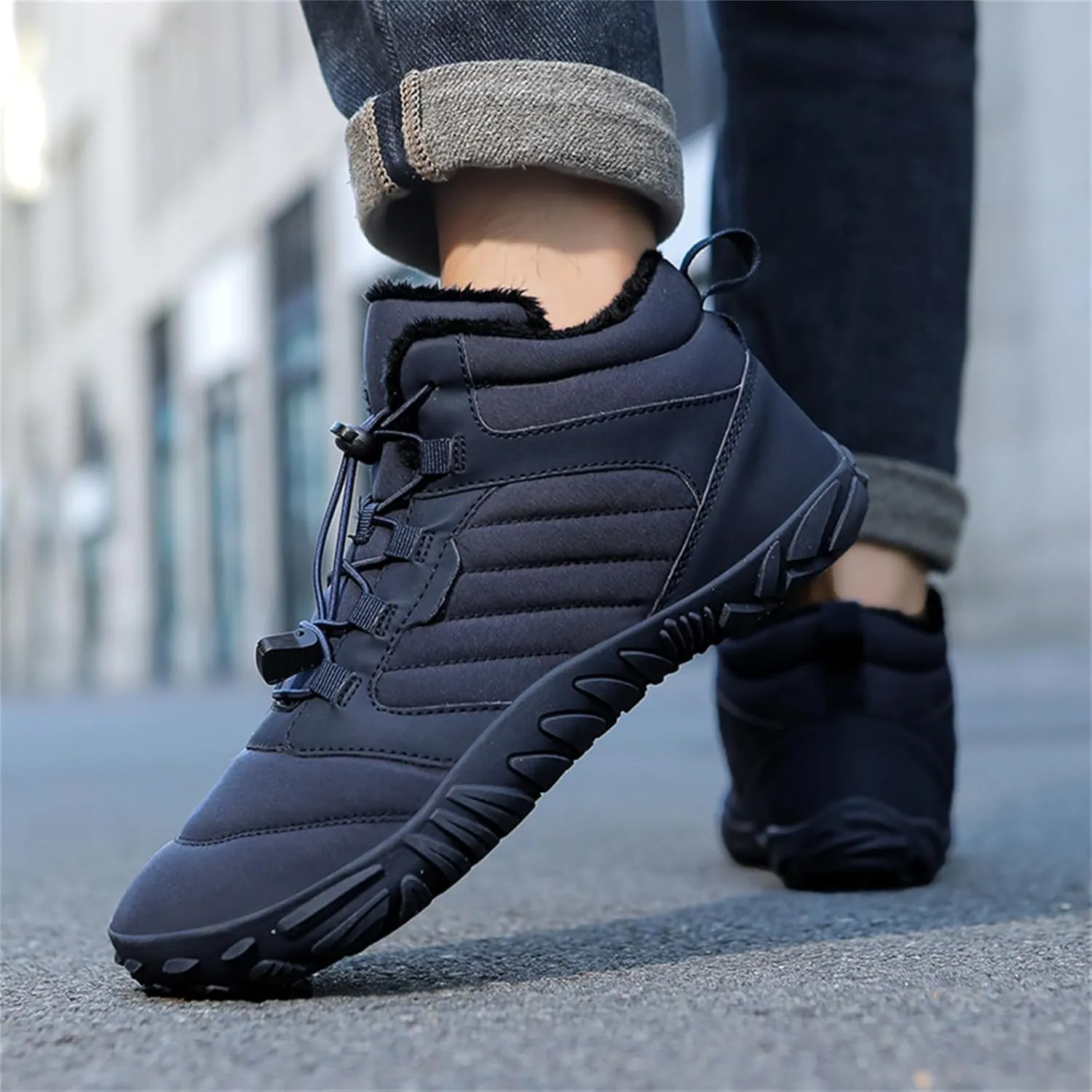 Mens Womens Barefoot Shoes Waterproof Winter Snow Boots Zero Drop Sole Walking Shoes for Hiking Outdoor