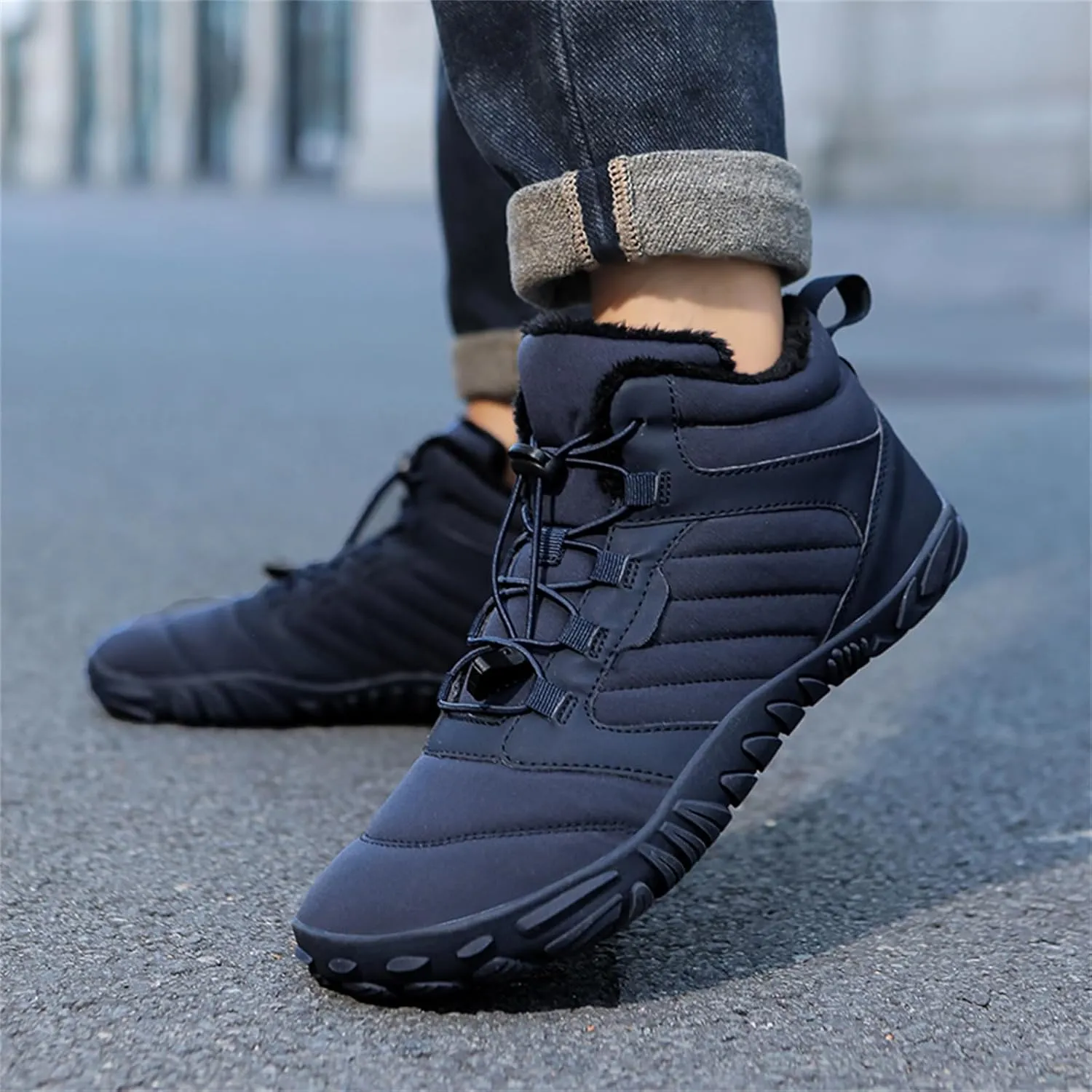 Mens Womens Barefoot Shoes Waterproof Winter Snow Boots Zero Drop Sole Walking Shoes for Hiking Outdoor