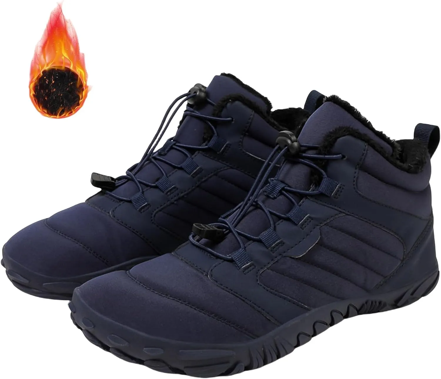 Mens Womens Barefoot Shoes Waterproof Winter Snow Boots Zero Drop Sole Walking Shoes for Hiking Outdoor