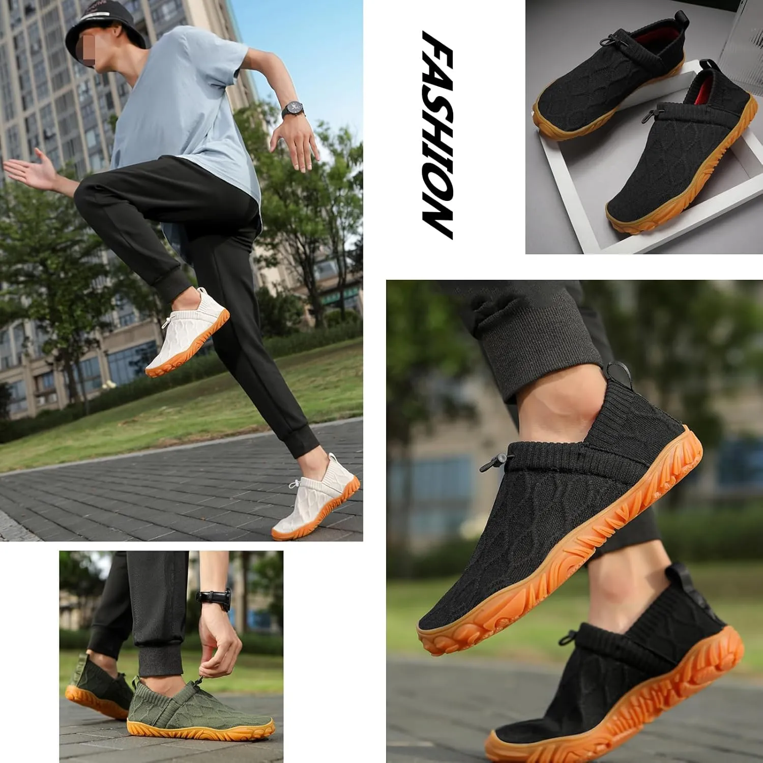 Men's  Women's Wide Toe Barefoot Shoes Slip-On Sneakers Breathable Walking Shoes for Walking Hiking