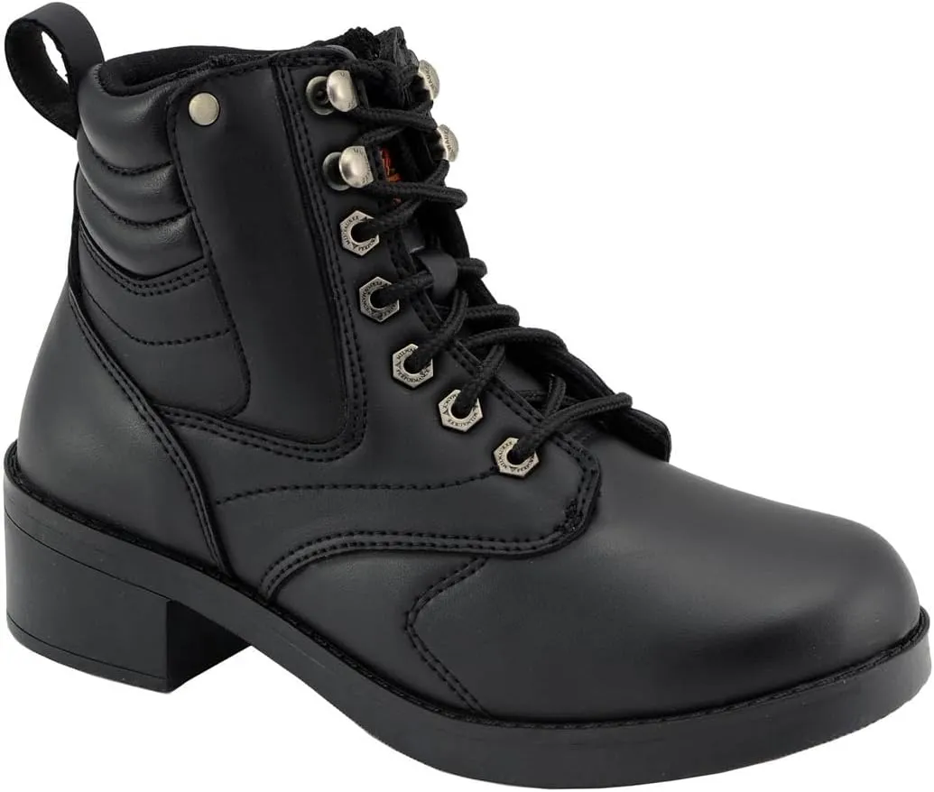 Milwaukee Leather MBK9275 Boys Black Lace-Up Boots with Side Zipper Entry - 7