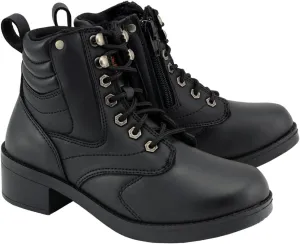 Milwaukee Leather MBK9275 Boys Black Lace-Up Boots with Side Zipper Entry - 7