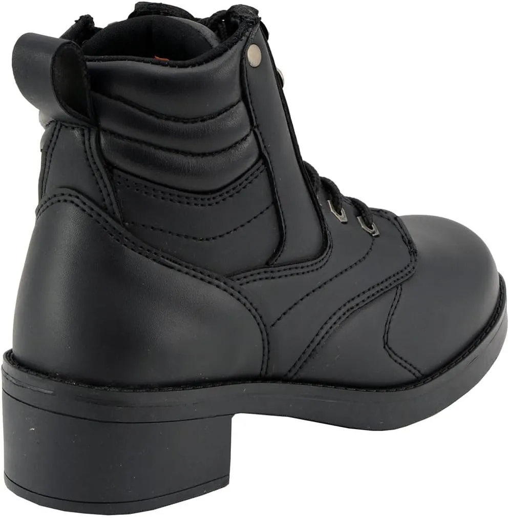Milwaukee Leather MBK9275 Boys Black Lace-Up Boots with Side Zipper Entry - 7