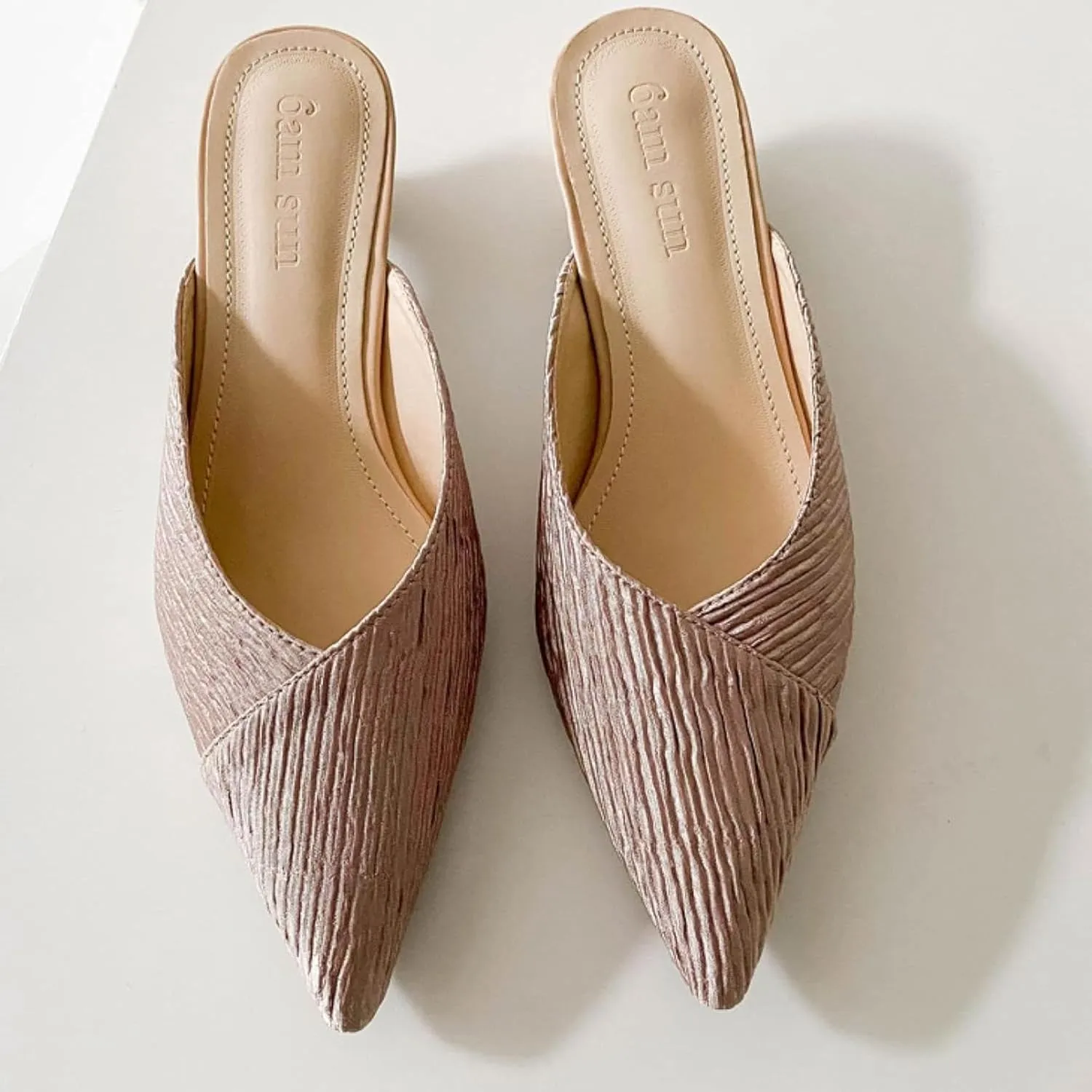 Mules Girls' Sandals Fashion Pointed Low Heel Women's Open Back Loafers Outdoor Slippers