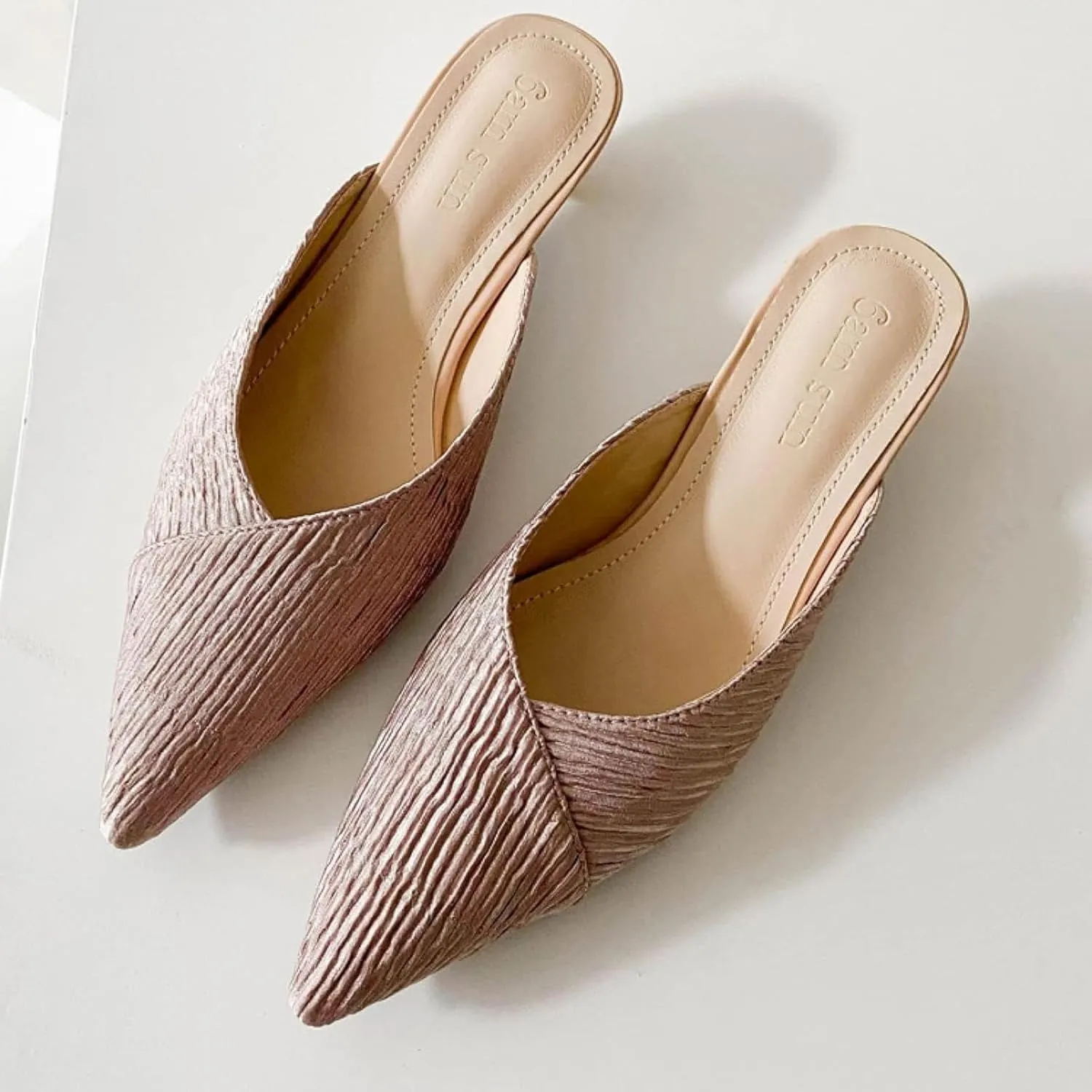 Mules Girls' Sandals Fashion Pointed Low Heel Women's Open Back Loafers Outdoor Slippers