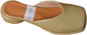 Mules Sandal for Girl Fashion Square Toe Women's Slippers Thick Heel Open Back Loafers Office Slippers