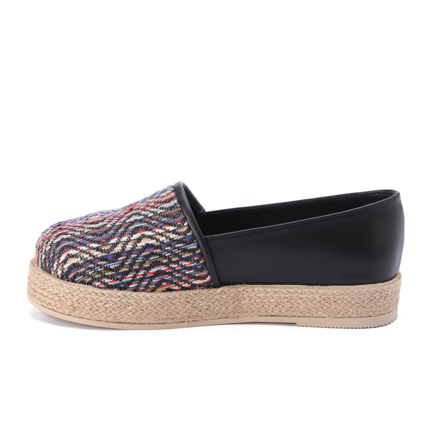Multicolor Fabric Espadrille - black