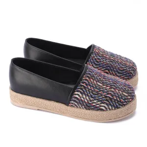 Multicolor Fabric Espadrille - black