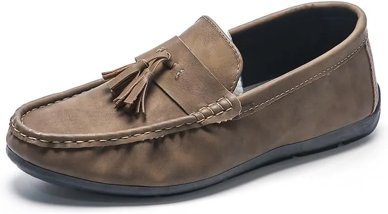 New Mens Loafers PU Leather with Tassel Penny Loafers Flat Heel Comfortable Flexible Outdoor Walking Slip-on