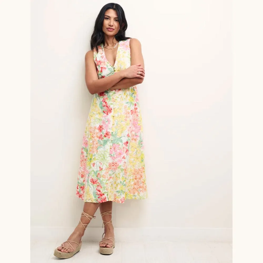 Nobody's Child Floral Print Broderie Sandra Midi Dress