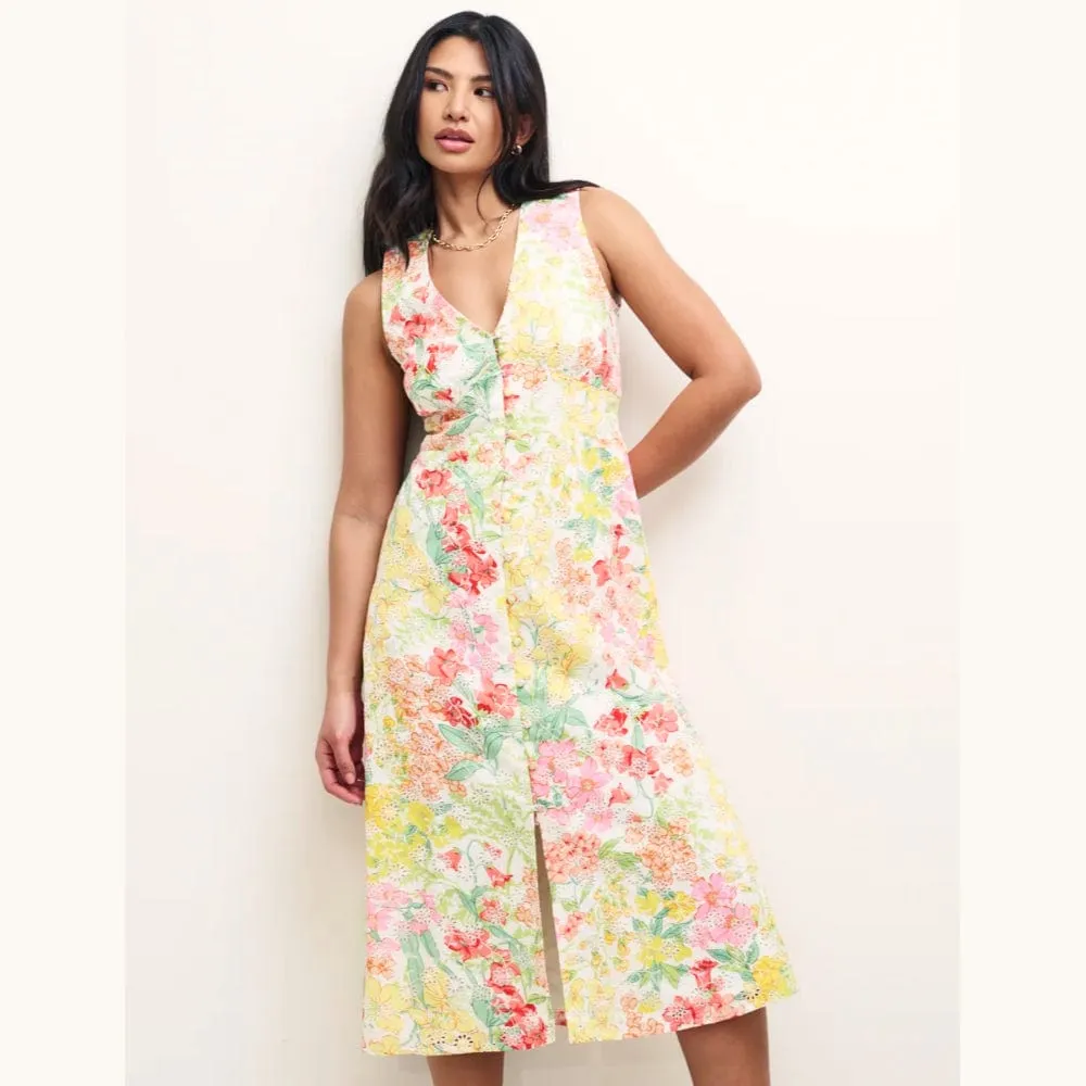 Nobody's Child Floral Print Broderie Sandra Midi Dress