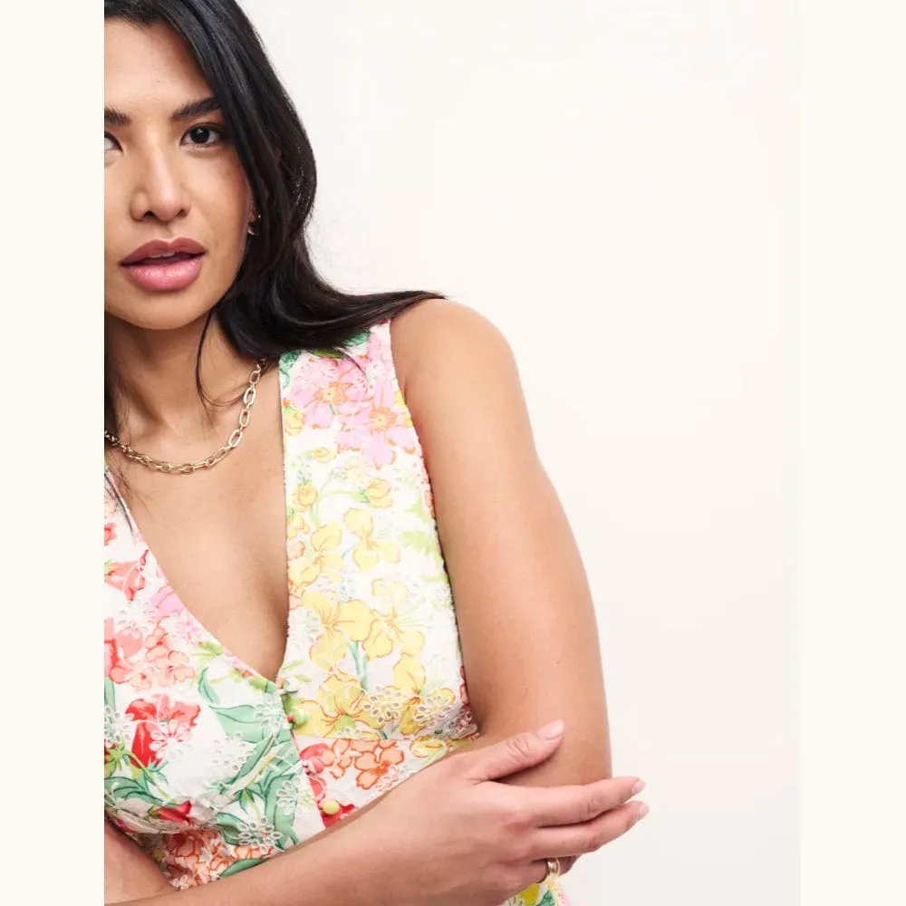 Nobody's Child Floral Print Broderie Sandra Midi Dress