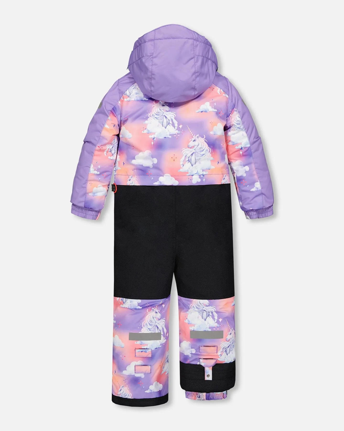 One Piece Lavender Snowsuit With Unicorns In The Cloud Print