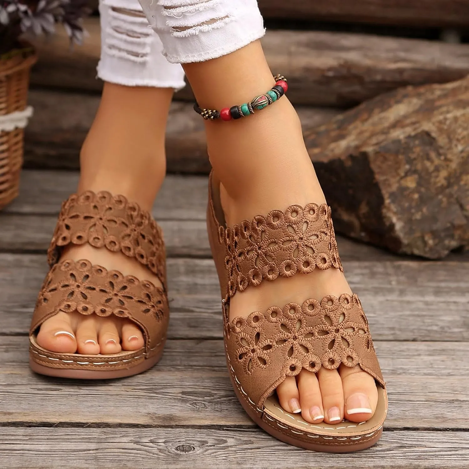Orthopedic Sandals For Women Arch Support Walking Sandals Comfortable Platform Sandals Summer Orthotic Walking Slides