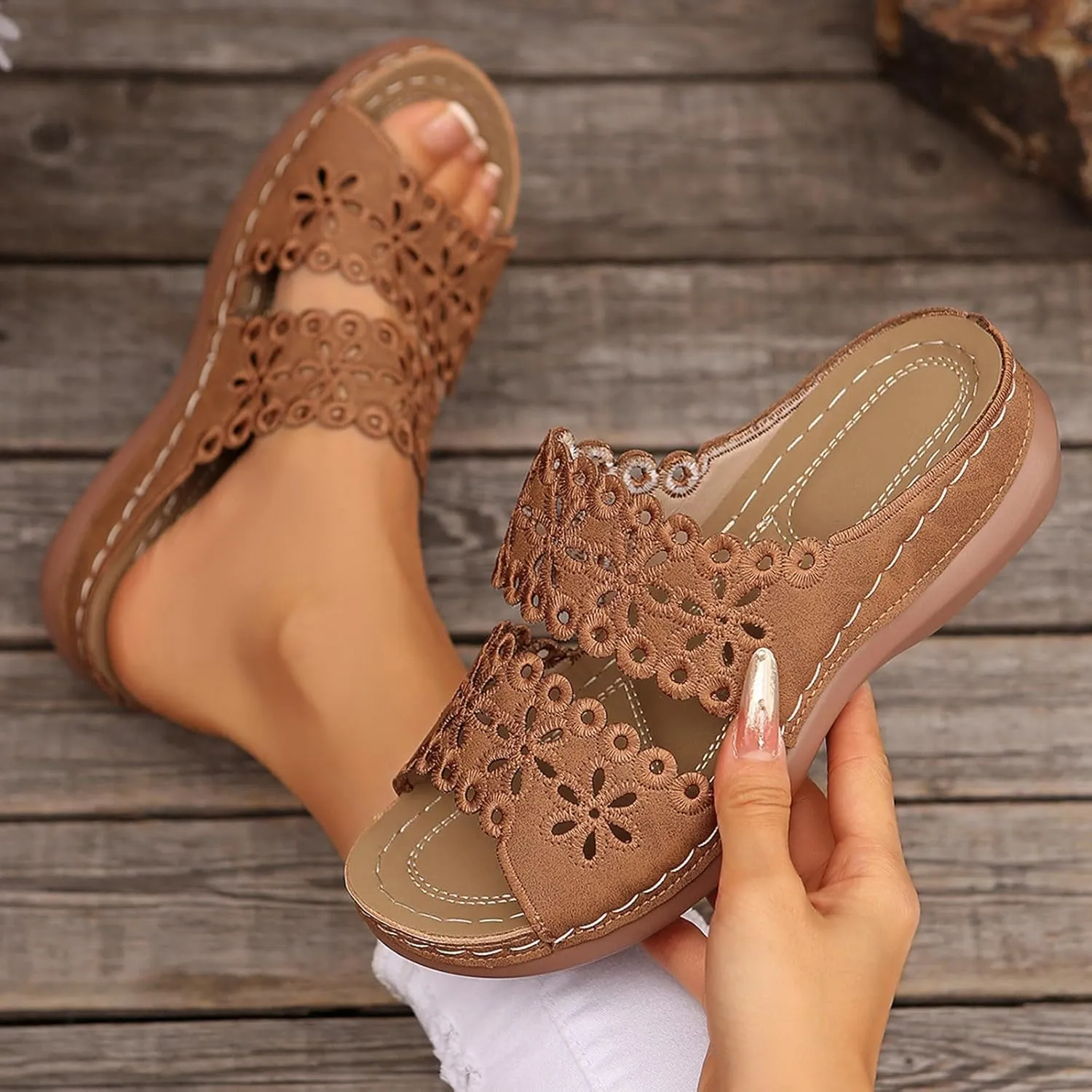 Orthopedic Sandals For Women Arch Support Walking Sandals Comfortable Platform Sandals Summer Orthotic Walking Slides