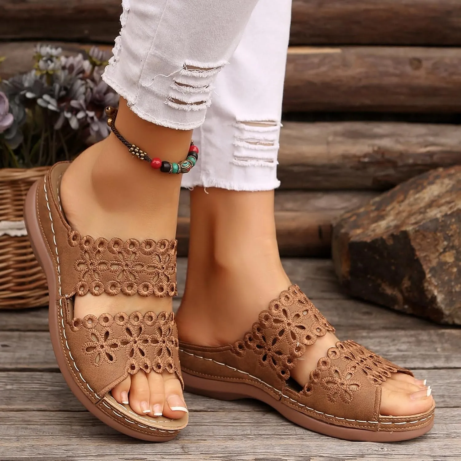 Orthopedic Sandals For Women Arch Support Walking Sandals Comfortable Platform Sandals Summer Orthotic Walking Slides