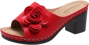 Orthopedic Sandals Women's Open Toe Heels Sandals Low Block Chunky Heeled Sandal Slip on Mules Comfortable Casual Dress Pumps Shoes Orthopedic Sandals (Color : Red, Size : 9 US)