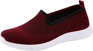 Orthopedic Walking Shoes for Women,Woven Orthopedic Breathable Walking Sneaker Non-Slip Arch Support Slip on Shoes