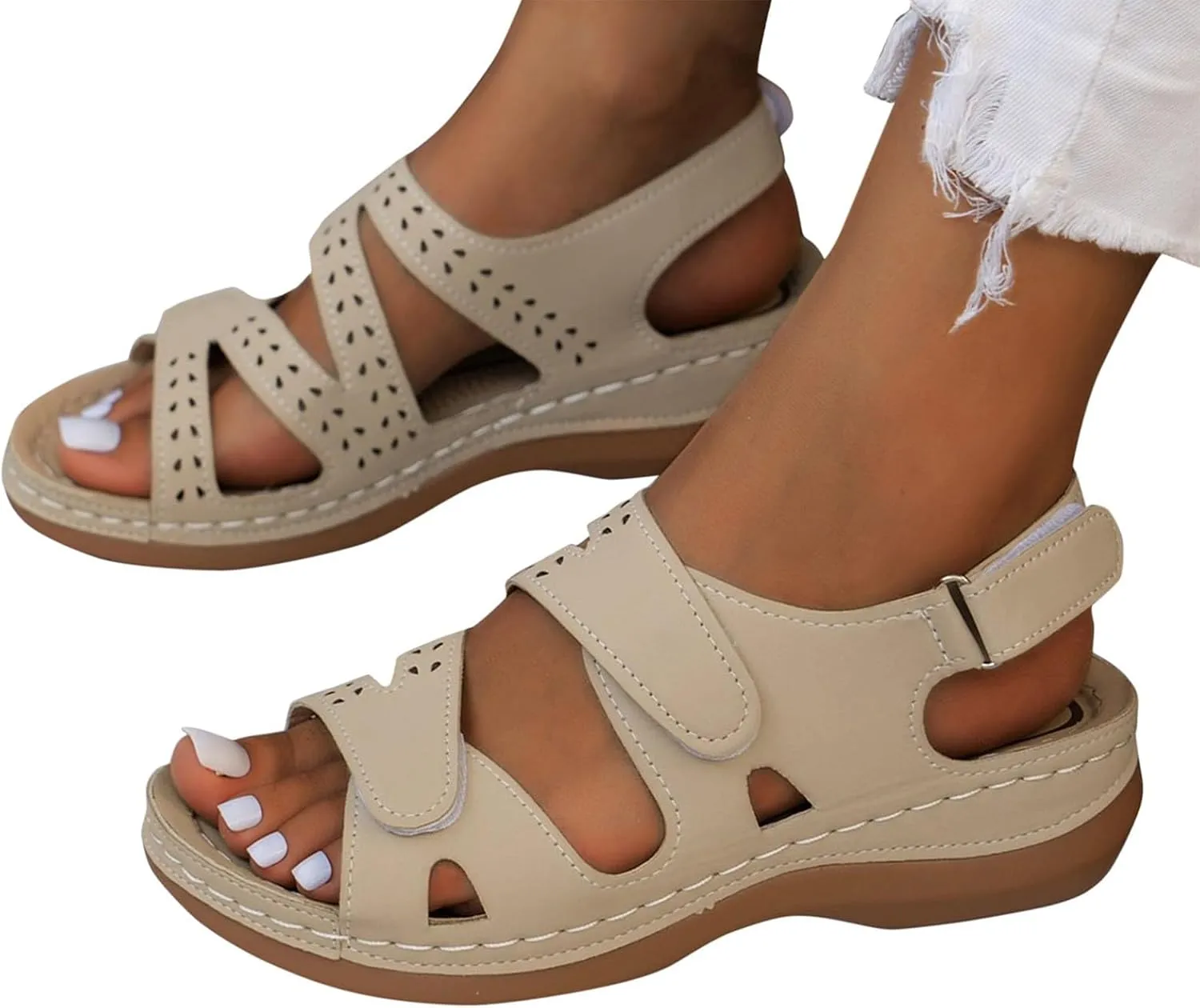 Orthopedic Wedge Sandals for Women: Summer Comfortable Low Heel Sandal, Open Toe Walking Dressy Summer Sandals Shoes