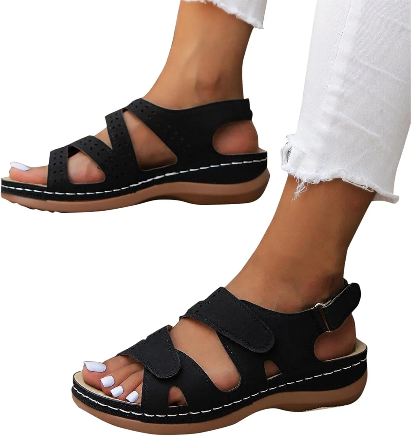 Orthopedic Wedge Sandals for Women: Summer Comfortable Low Heel Sandal, Open Toe Walking Dressy Summer Sandals Shoes