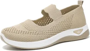 Orthopedic Woven Breathable Shoes Womens Arch Support Walking Shoes Slip On Diabetic Foam Sneakers Lightweight Soft Sole Walking Sneakers