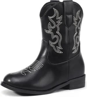 PANDANINJIA Girls Toddler Cowgirl Boots Riding Round Toe Western Blue Calf High 12 Months