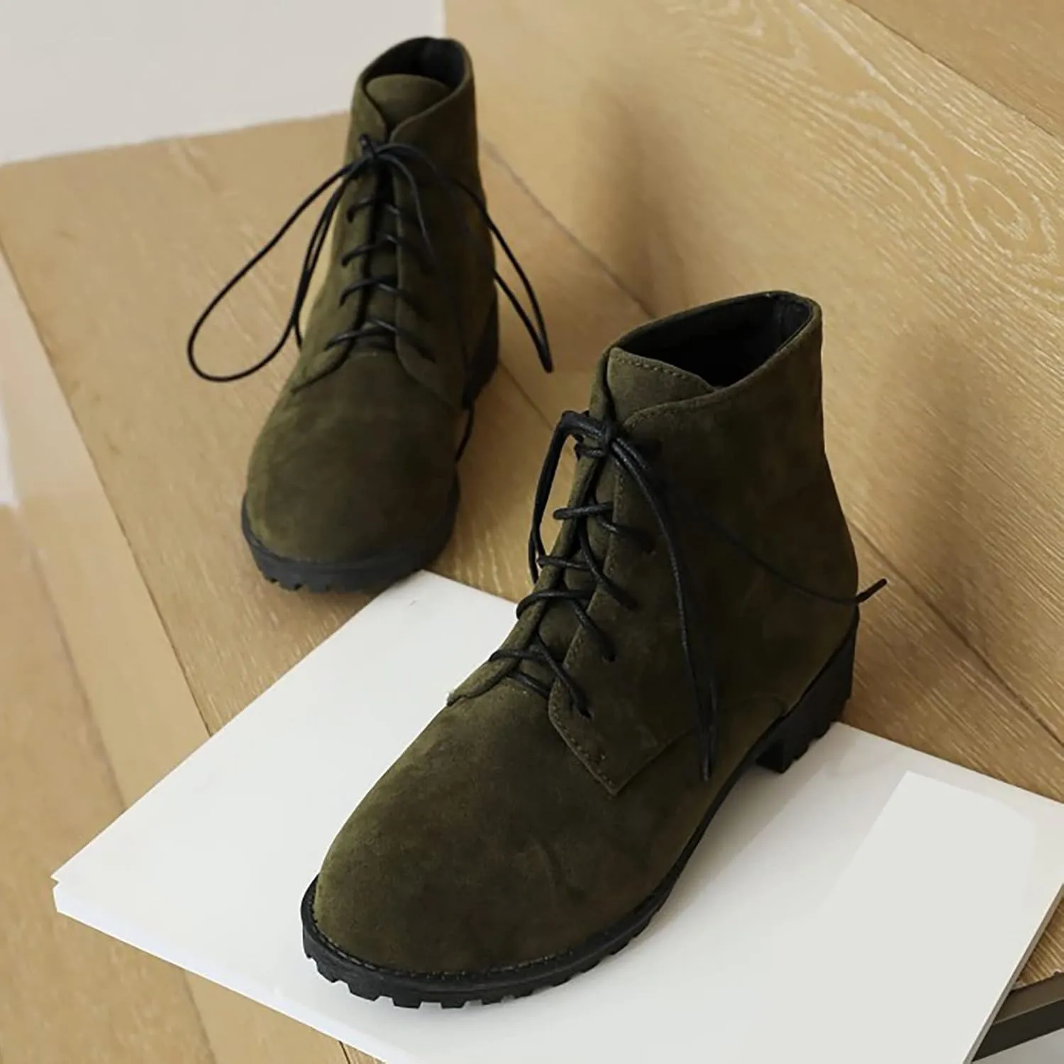 Platform Boots for Women Ankle Brown Booties Women Women's Western Booties Brown Boot Laces Men Fashion Casual Comfy Soft Slip on Pointed Toe Leather Casual