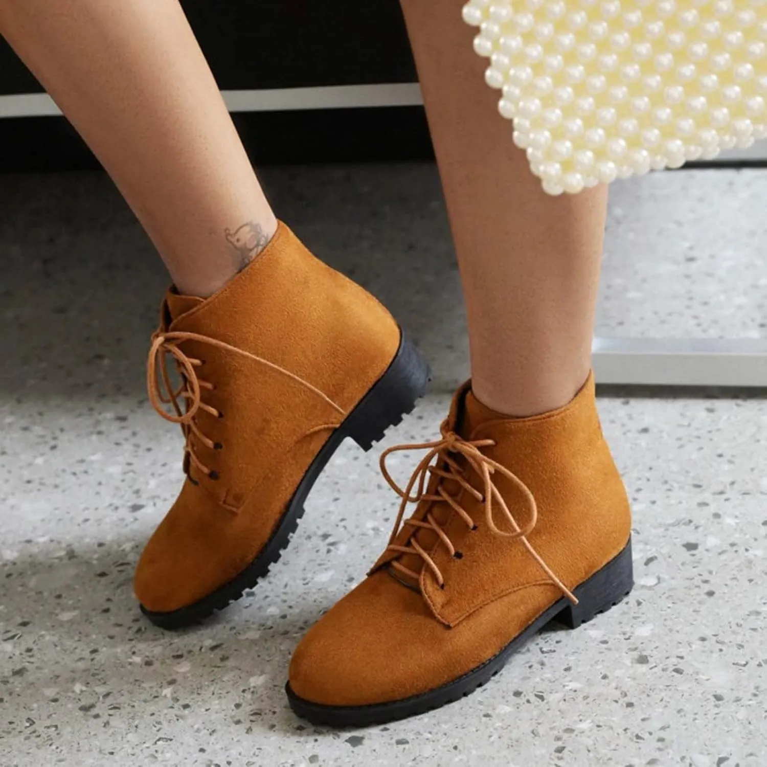 Platform Boots for Women Ankle Brown Booties Women Women's Western Booties Brown Boot Laces Men Fashion Casual Comfy Soft Slip on Pointed Toe Leather Casual