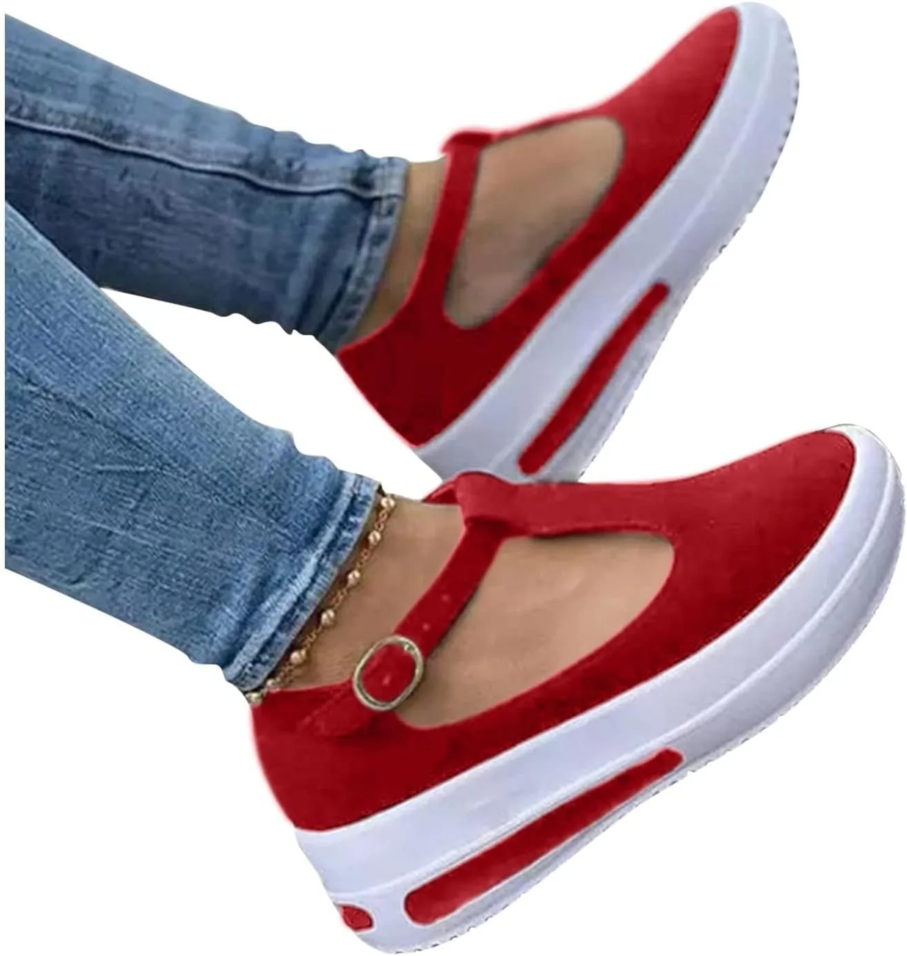 Platform Sandals for Women Closed Toe Espadrille Wedge Sandals Ladies Strappy Ankle Strap Metal Buckle Shoes Lightweight Athletic Outdoor Hiking Shoes