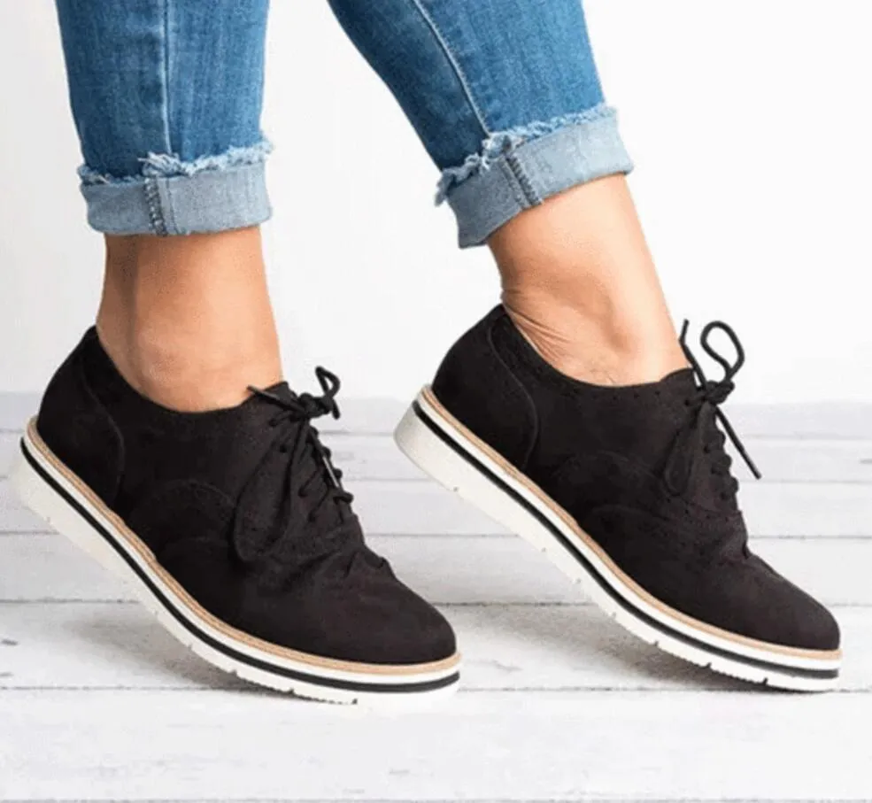 Plus Size 35-43 Women Flat Hollow Platform Shoes