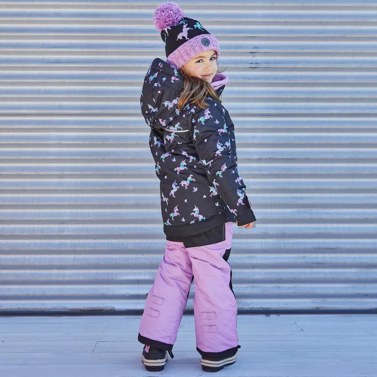 Printed Unicorns Two Piece Snowsuit Black And Lilac