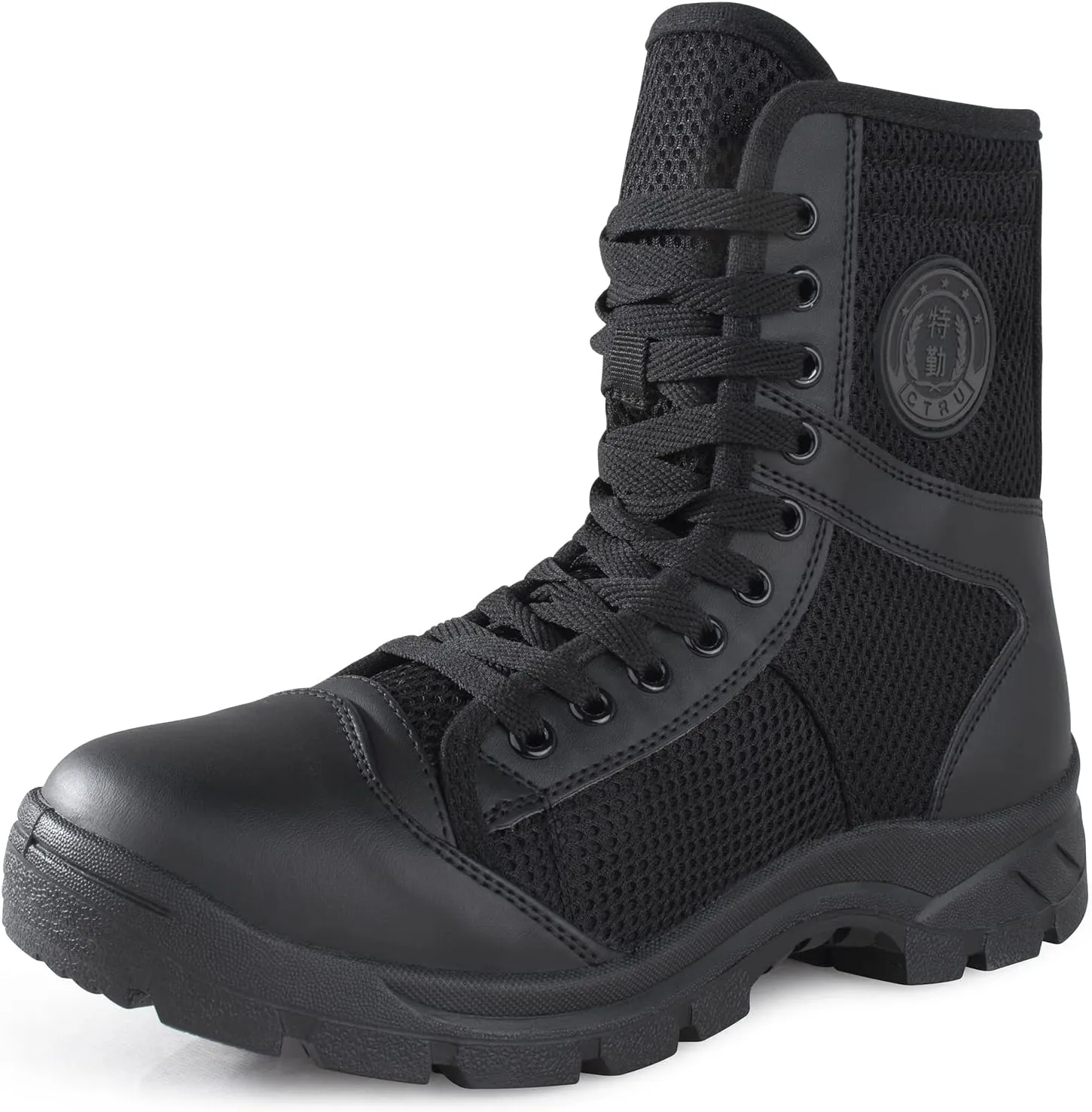 QUNLON Men's Military Tactical Boots Lightweight Hiking Boots Patrol Work Boots with Side Zipper Model-307
