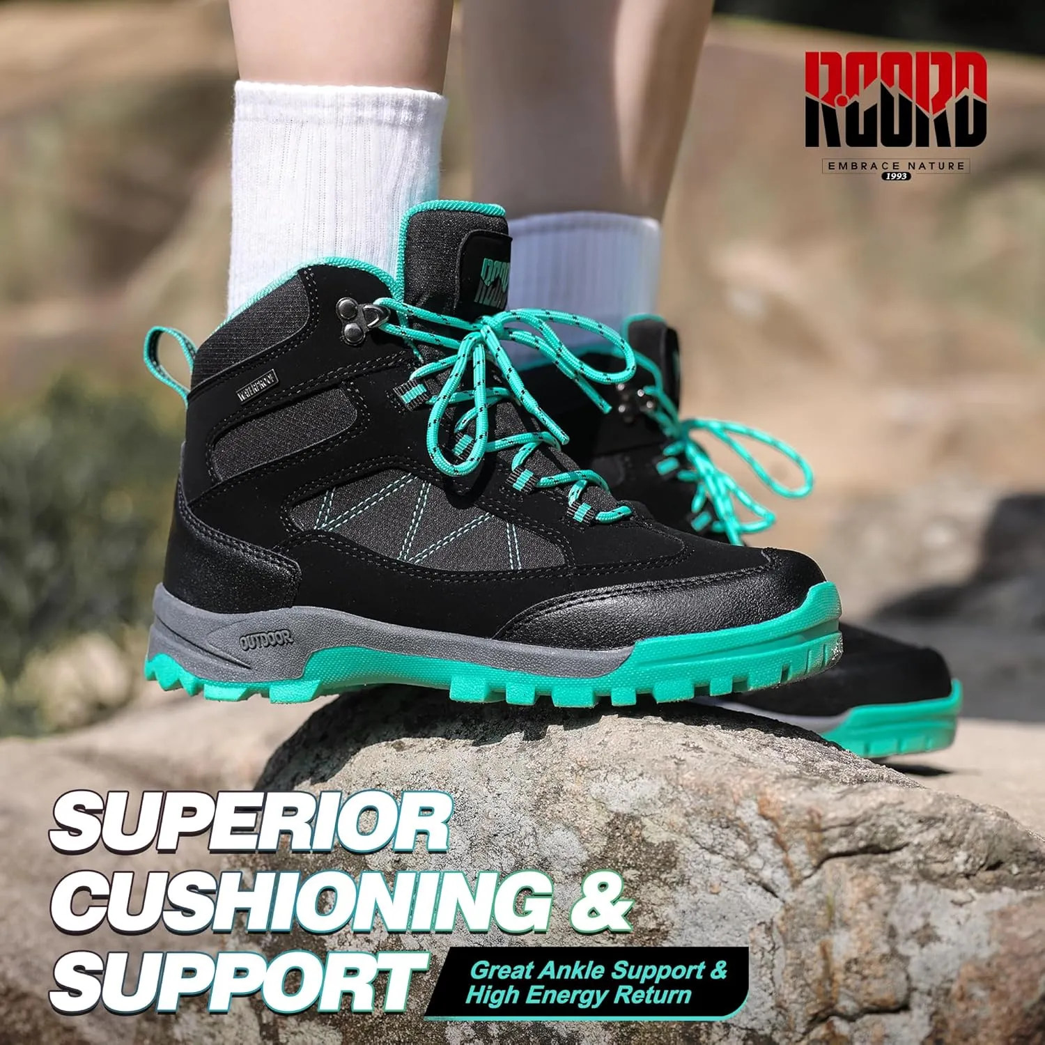 R CORD Womens Hiking Boots Waterproof Hiking Boots Womens Non-Slip Hiking Shoes Backpacking Boots All Day Walking Boots Outdoor