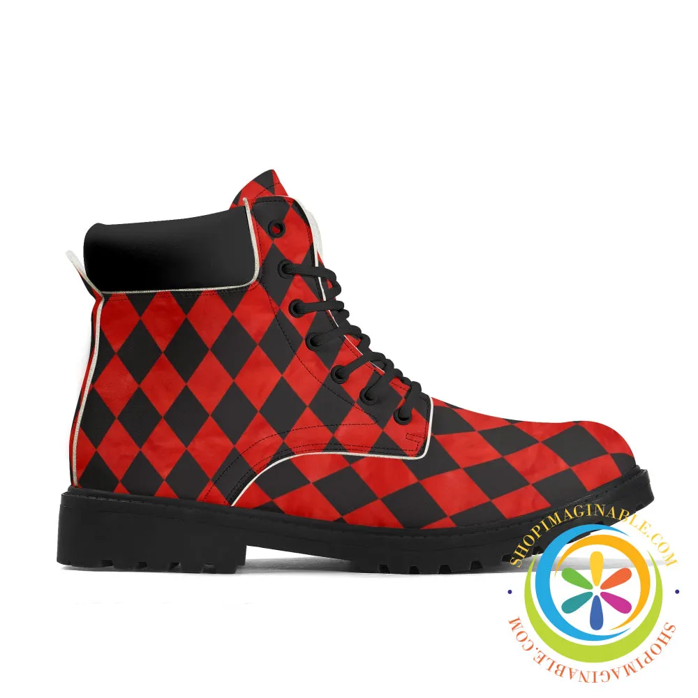Red Black Diamond  Alice in Wonderland Women's Boots