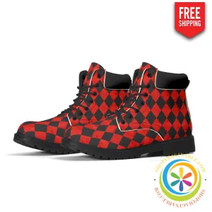 Red Black Diamond  Alice in Wonderland Women's Boots
