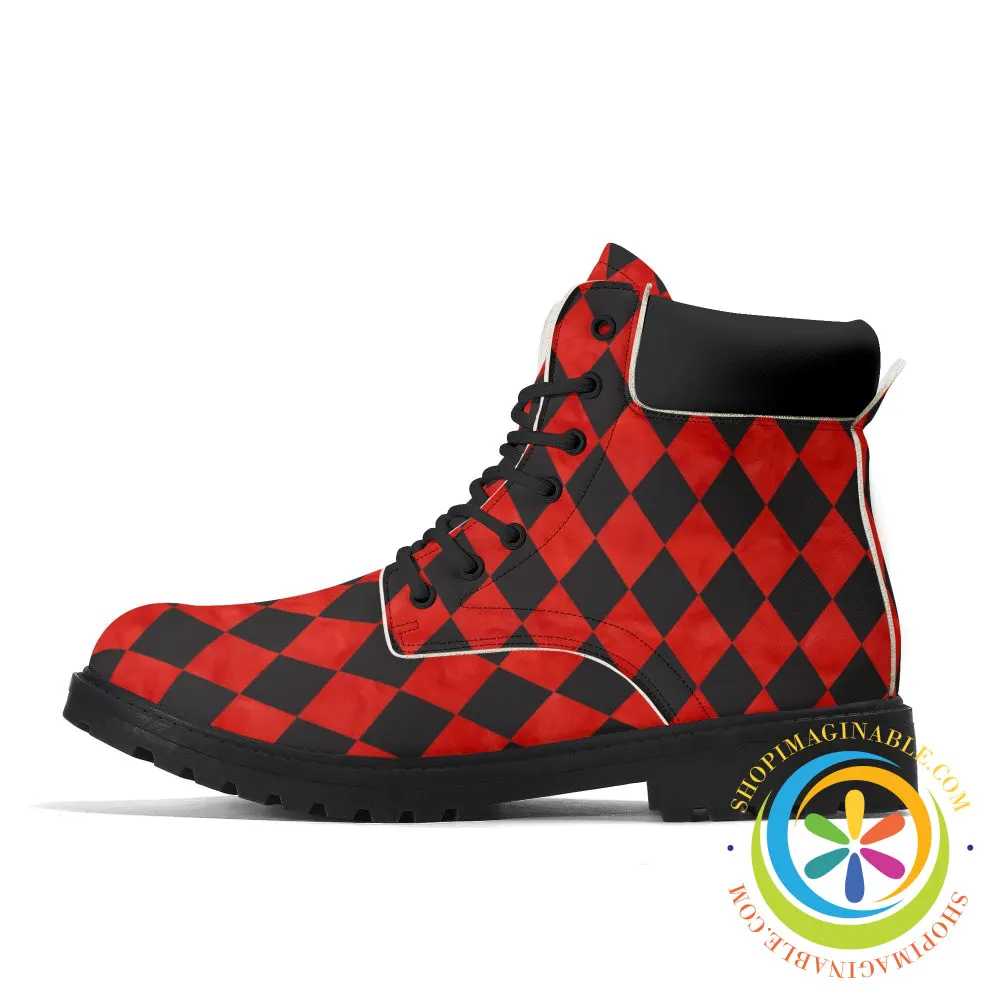Red Black Diamond  Alice in Wonderland Women's Boots