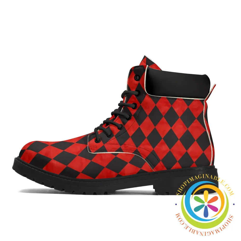 Red Black Diamond  Alice in Wonderland Women's Boots