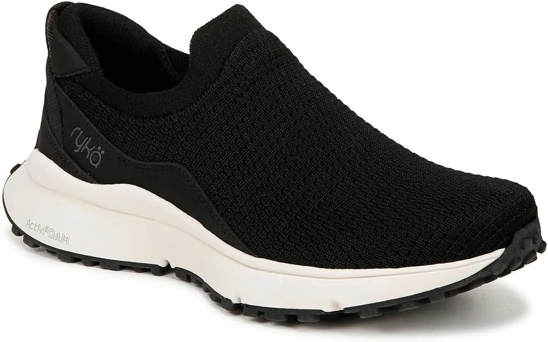 Ryka Womens Jumpstart Knit Arch Support Slip-On Sneakers Black 9.5 Medium (B,M)