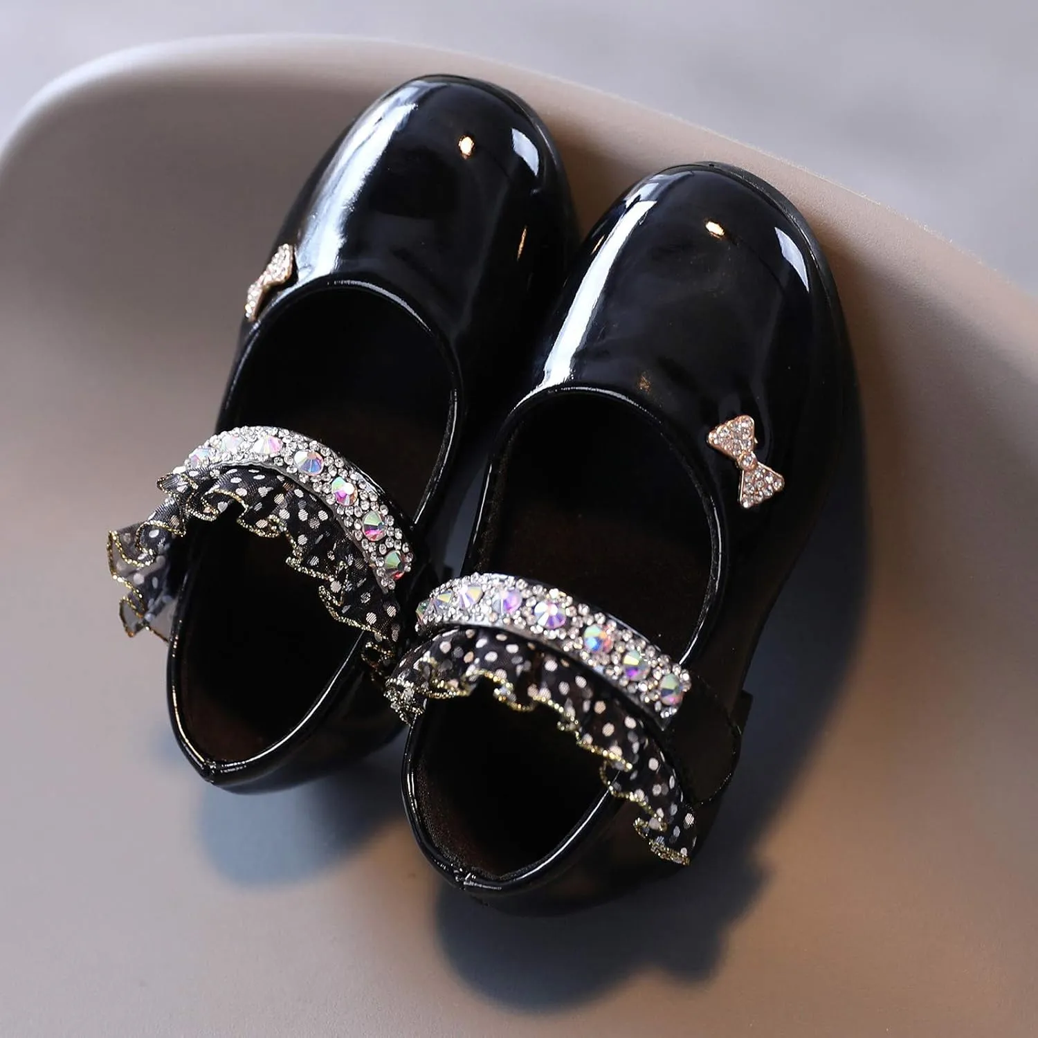 ??rystal Lace Princess Mary Jane Dress Shoes Princess Low Heel Dance Shoes Par??y Wedding Slip On Ballet Flat??