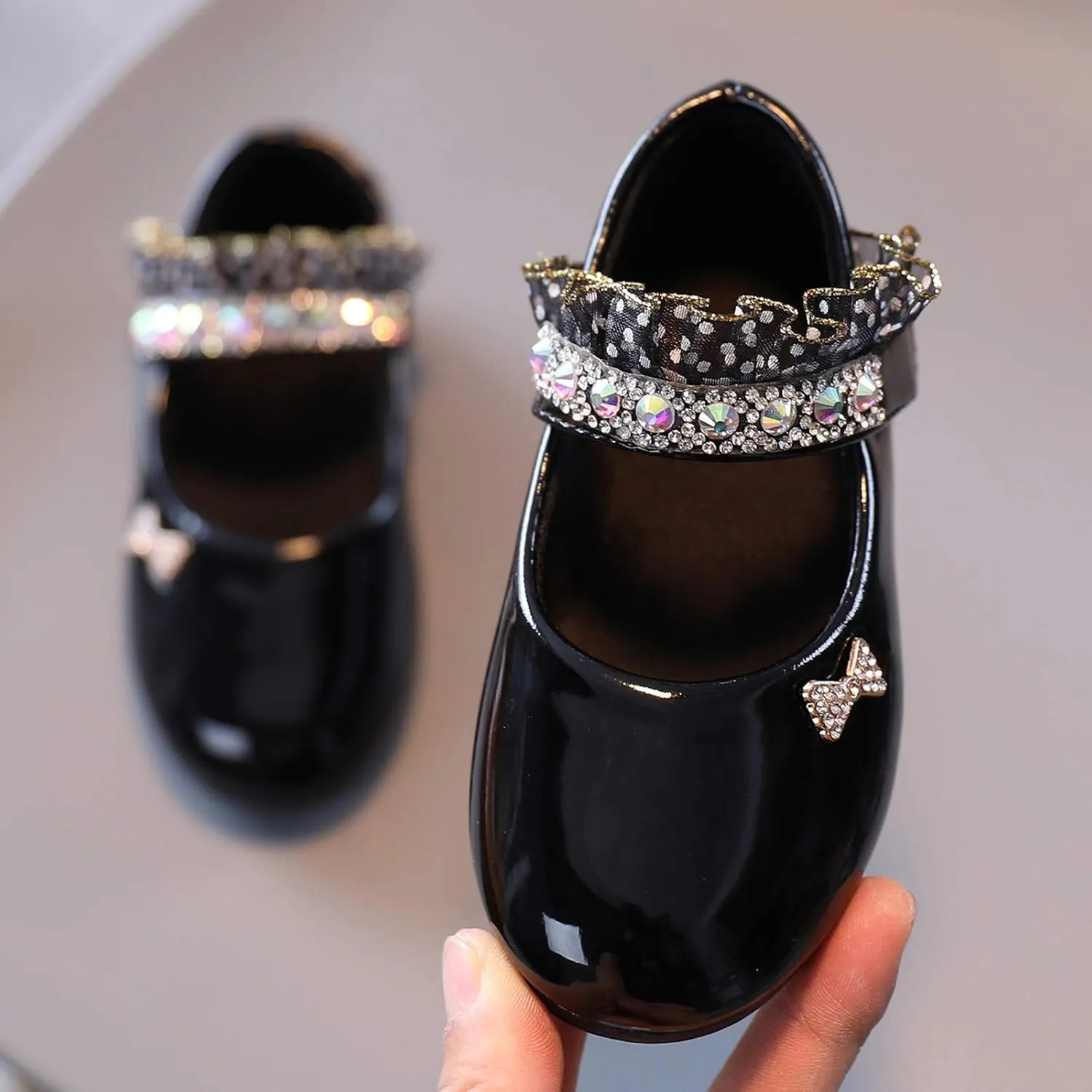 ??rystal Lace Princess Mary Jane Dress Shoes Princess Low Heel Dance Shoes Par??y Wedding Slip On Ballet Flat??