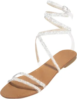 Sandals for Women Summer Dressy, Flat Shoes with Ankle Strap Bohemian Flat Shoes for Women Breathable Slip-on Shoes