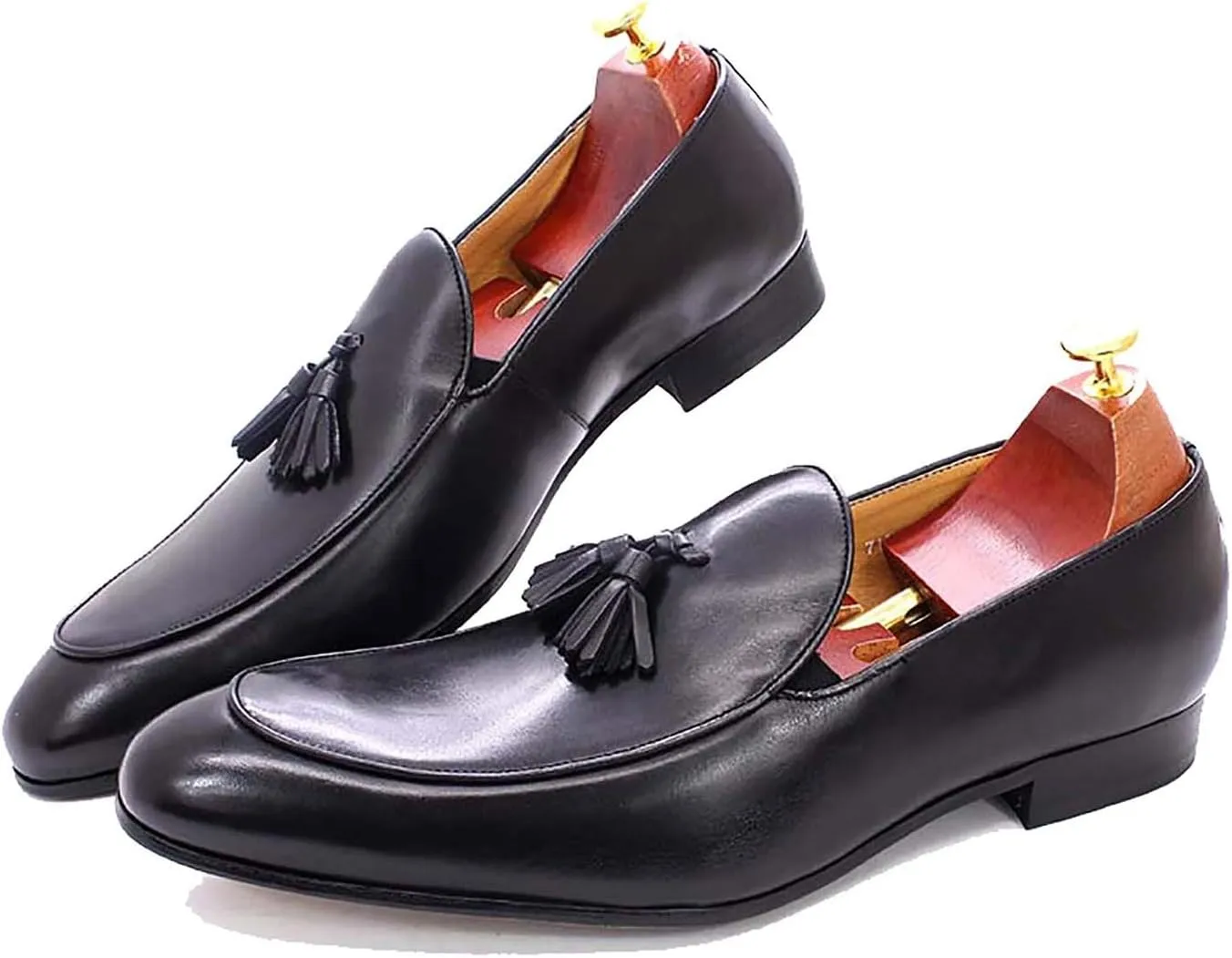 Santimon Men's Loafers Dress Casual Slip On Genuine Leather Tassel Loafers Fashion Driving Wedding Moccasin Mens Tuxedo Formal Business Suit Shoes