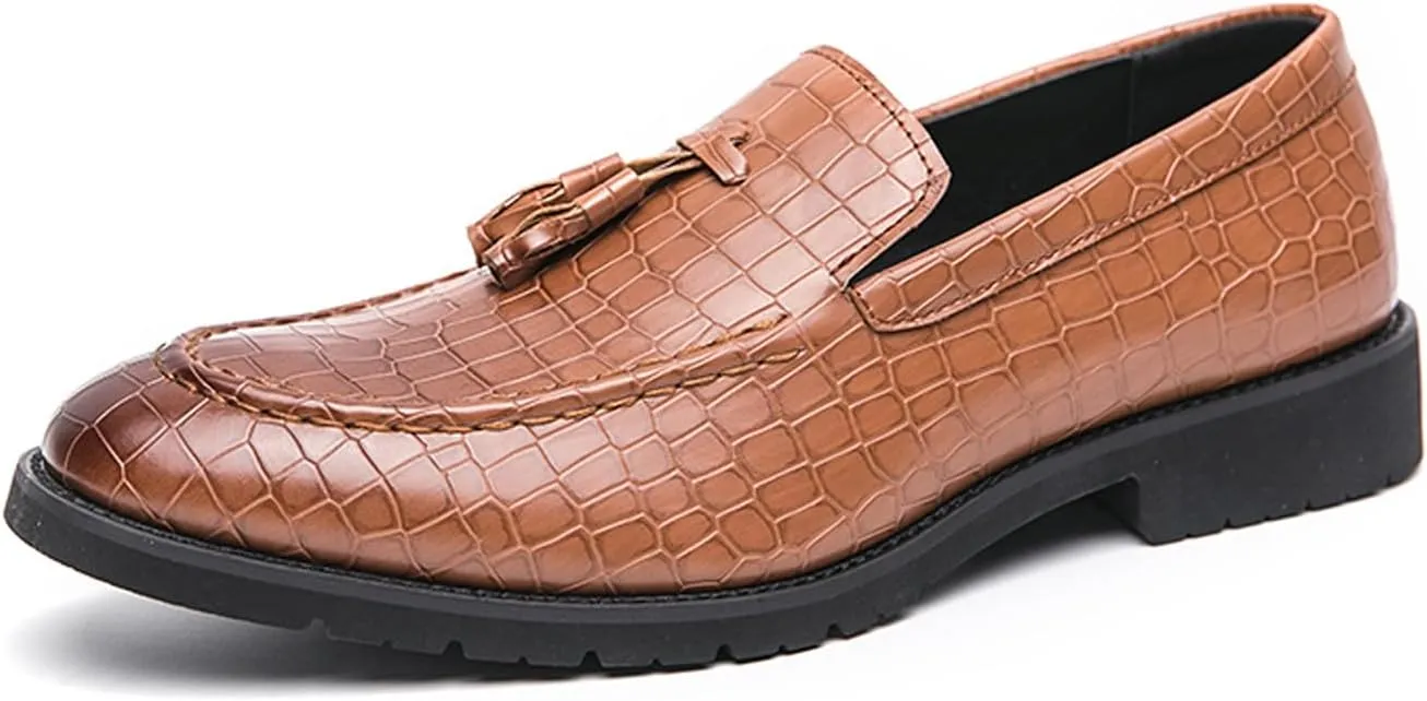 Santimon Mens Loafers Formal Dress Slip On Fashion Casual Summer Shoes Wedding Business Leather Tassel Loafers for Men